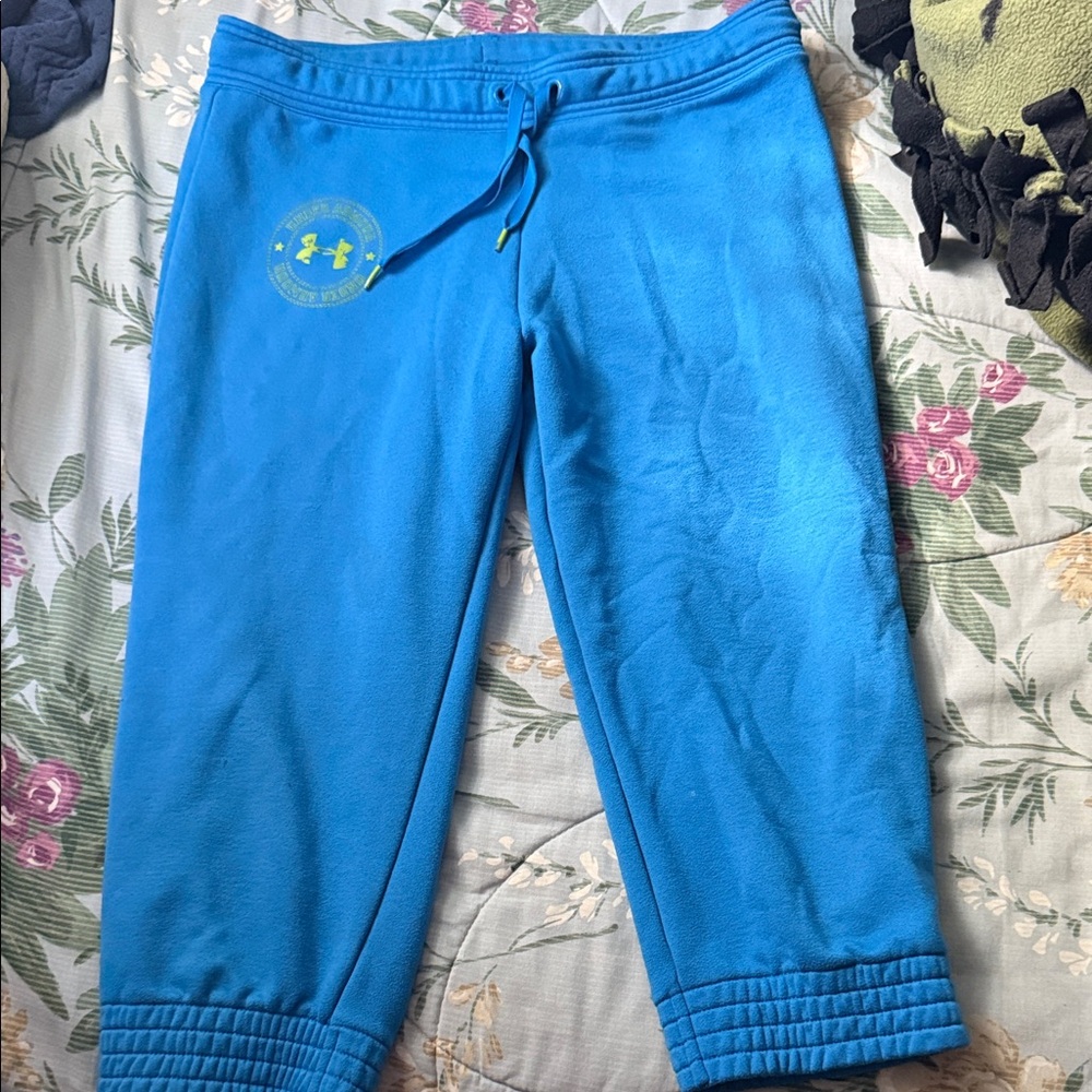 Under Armour Electric Blue Capris with Neon Logo